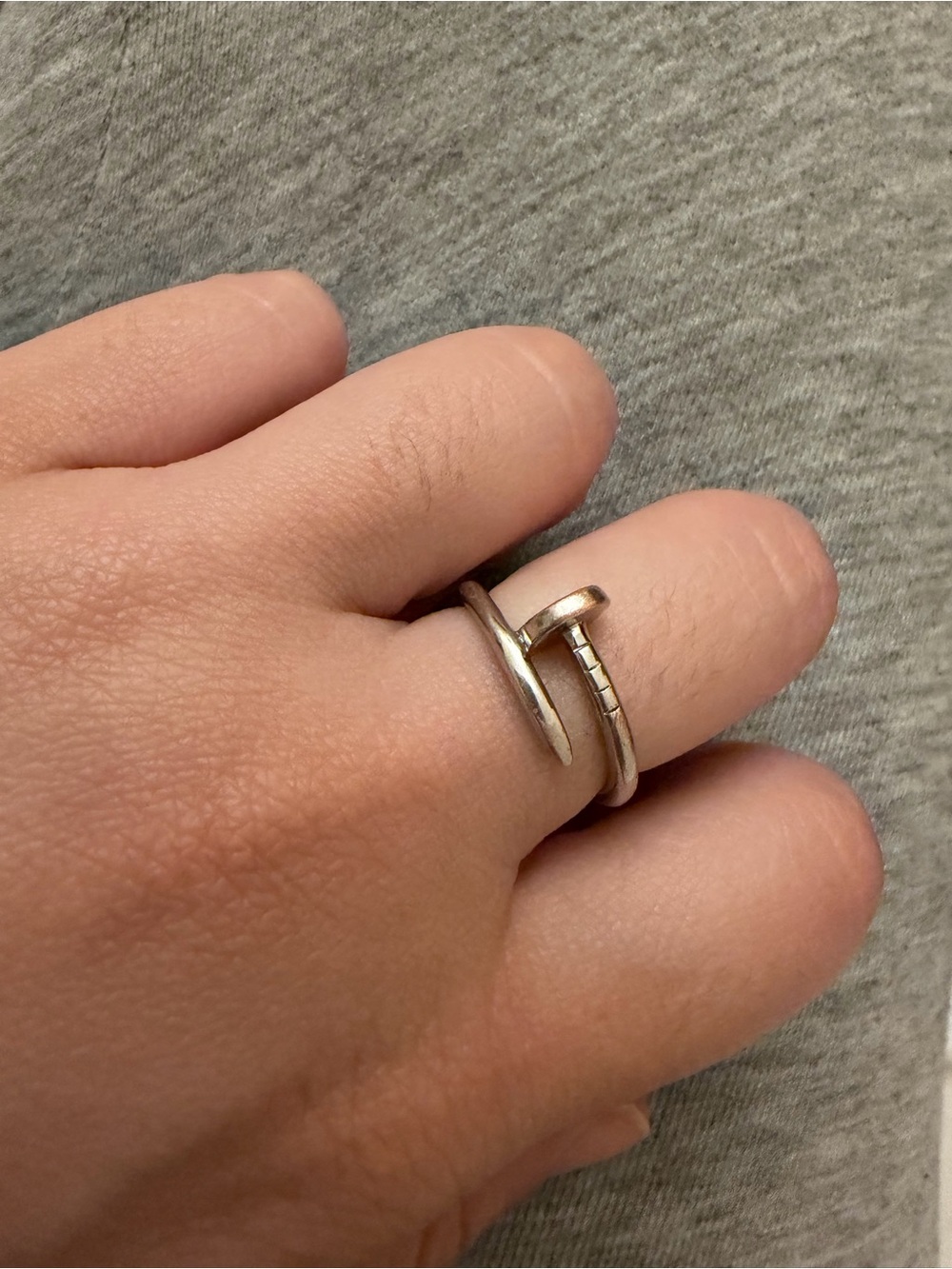 Minimalist Silver Nail-Inspired Open Ring - Silver